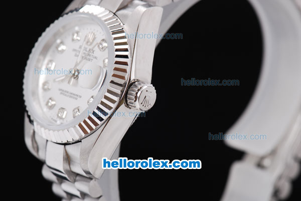 Rolex Datejust Oyster Perpetual Automatic Full White with Diamond Marking-Lady Size - Click Image to Close